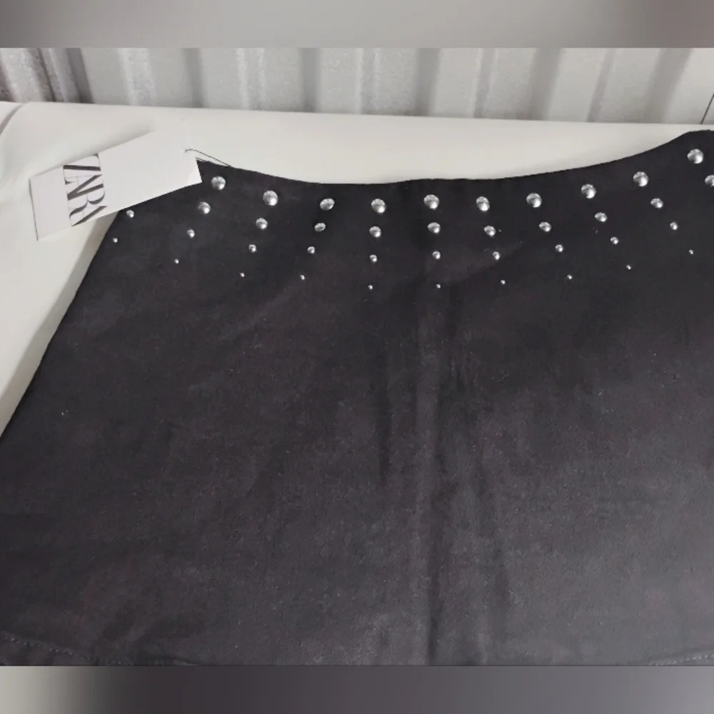 Zara Denim Black Studded Skirt - Picture 4 of 6